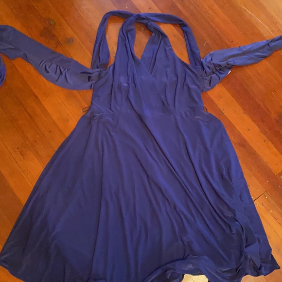 🆕 Dressbarn Halter Zip Back Purple Dress, Size 16 - Picture 2 of 9